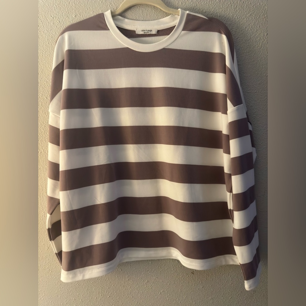 cable & gauge, STUDIO, long sleeve striped shirt.